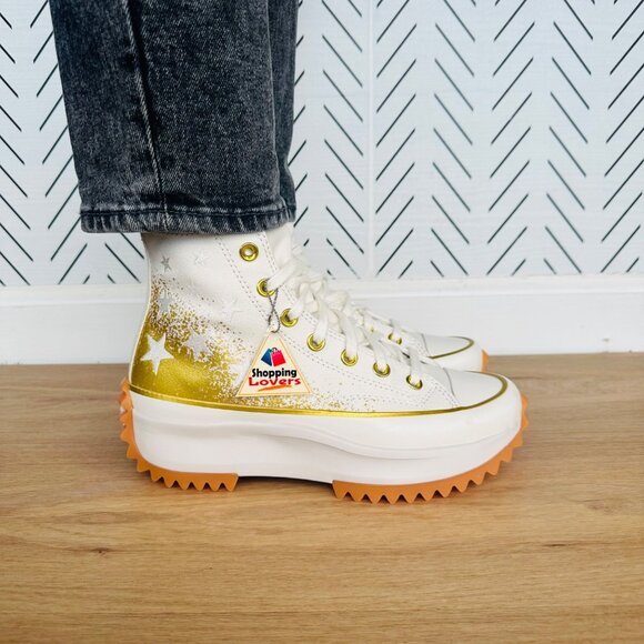 ❤️Converse Run Star Hike Hi Women Shoes Sz 7.5 Embroidered Stars Sneaker A12900C - Picture 7 of 13
